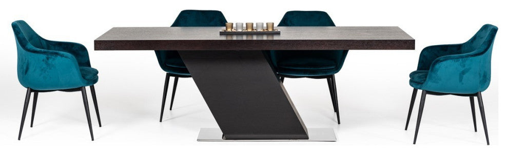 Teal and Black Velvet Dining or Side Chair