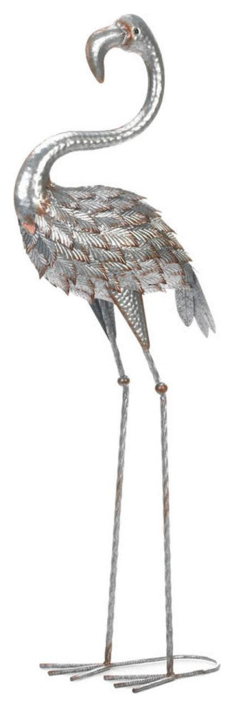 Standing Tall Galvanized Flamingo Statue