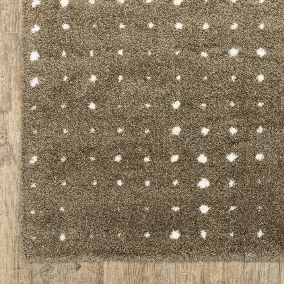 Greer Transitional Geo Dots Mink Brown/ Ivory Area Rug, 2' x 3'