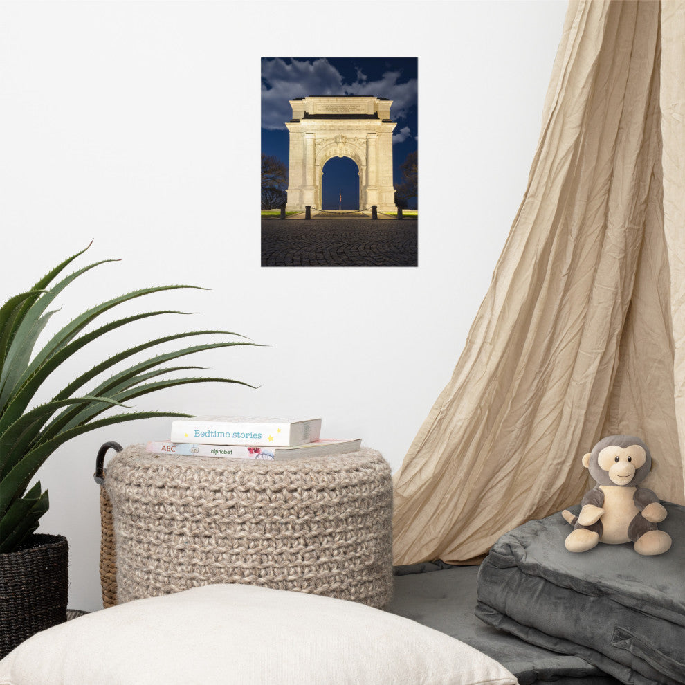 Night Photo at Valley Forge Arch Night Photo Unframed Wall Art Print, 12" X 16"