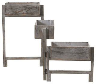 3.5' Gray Washed Expandable Decorative Planter