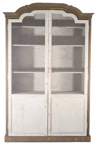 Tonny Cabinet, Distressed Brown With Antique Off-White Doors