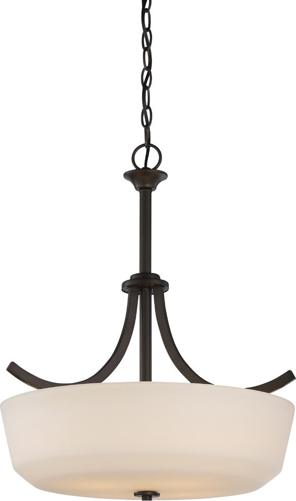 Nuvo Laguna 4-Light Pendant With Glass Aged Bronze, White