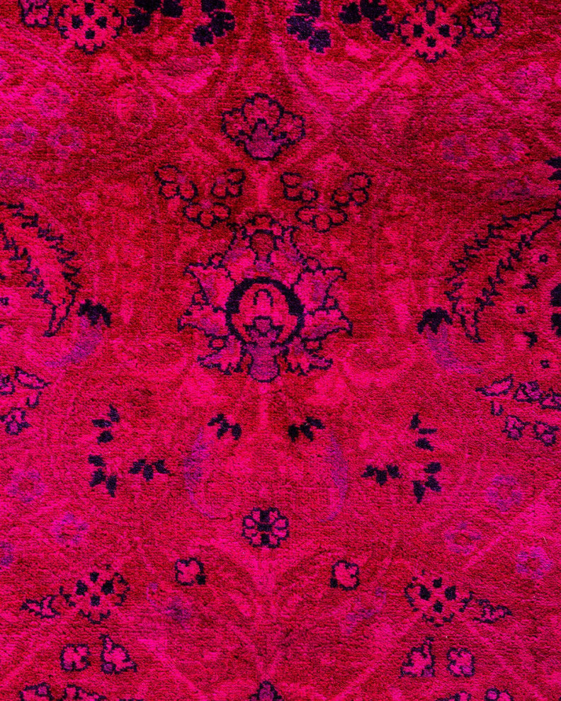 Overdyed, One-of-a-Kind Hand-Knotted Area Rug Pink, 8'1"x14'1"