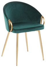 Claire Chair, Gold Metal, Emerald Green Velvet