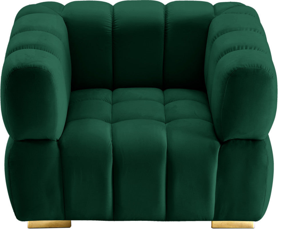 Gwen Velvet Upholstered Chair, Green, Chair