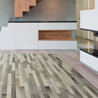 Cowhide Patchwork Rug, Poseidon, Ashen, 8'x10'