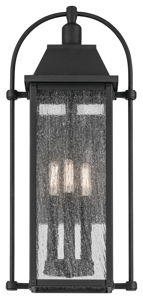 23.25" 3-Light Outdoor Wall Light With Clear Seeded Glass