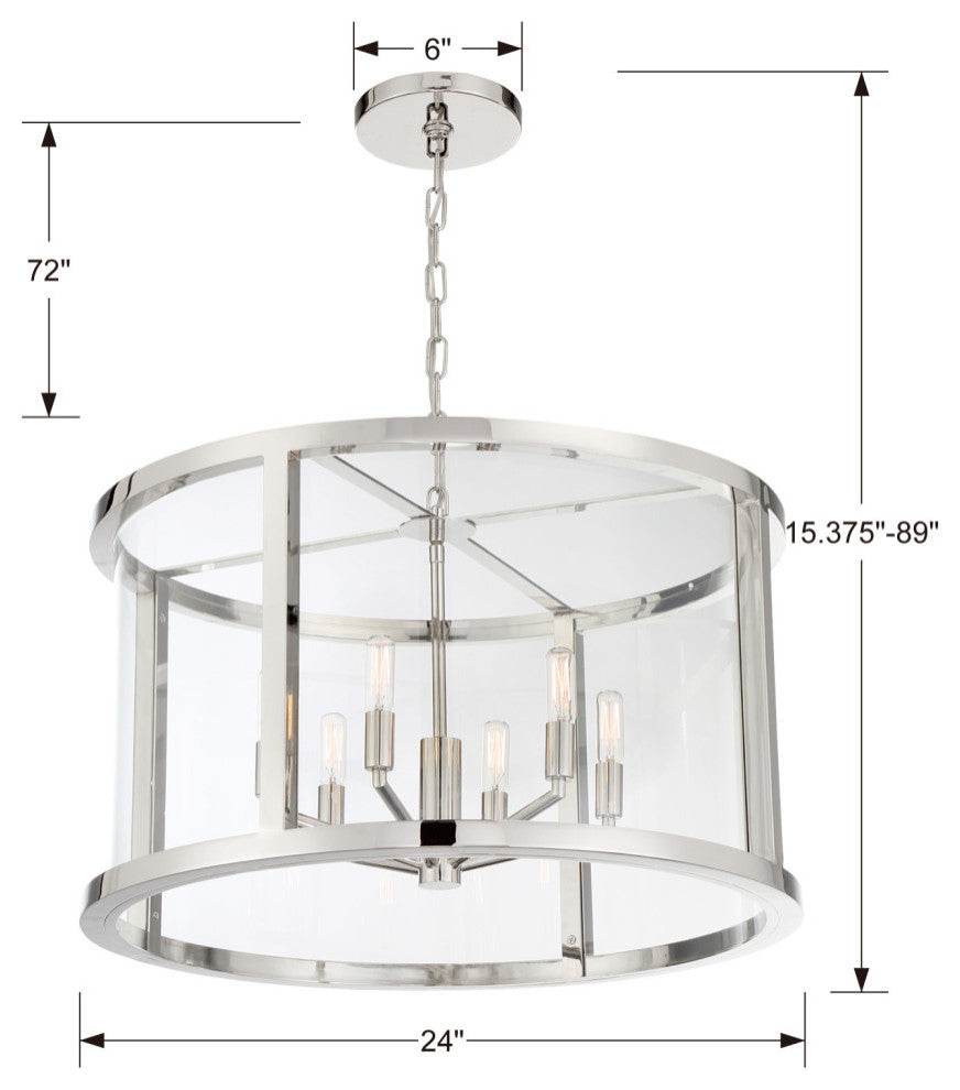 Libby Langdon for Crystorama Devon 6 Light Polished Nickel Lantern