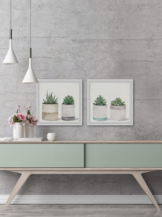 Fleshy Succulent Leaves Diptych, 2-Piece Set, 18x18 Panels