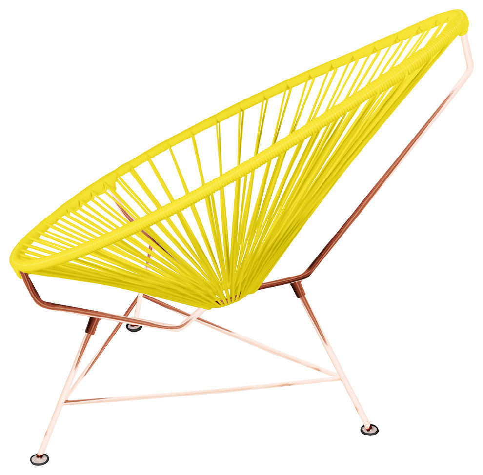 Acapulco Indoor/Outdoor Handmade Lounge Chair, Yellow Weave, Copper Frame