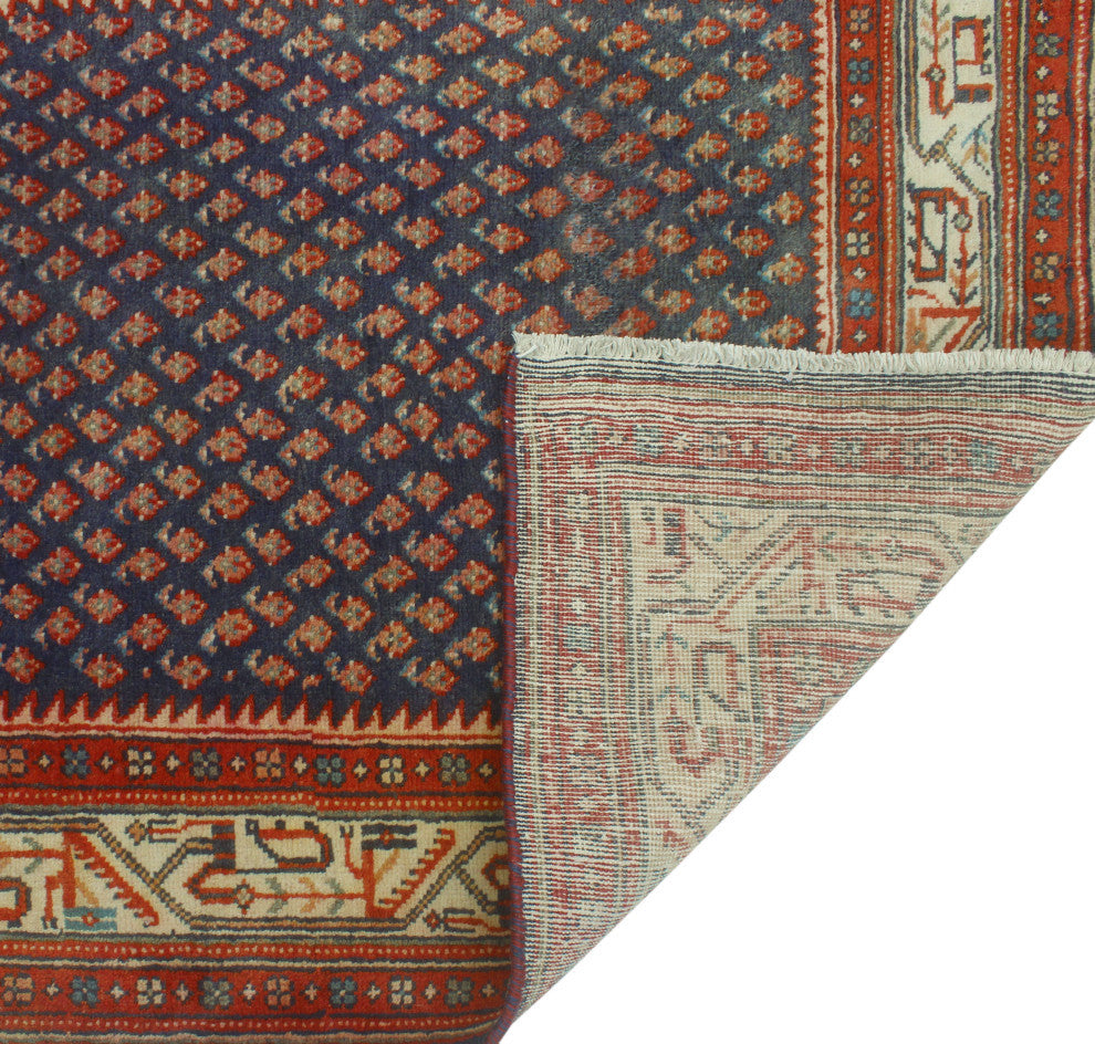 Fine Vintage Distressed Ronny Blue/Beige Runner, 3'5x10'5