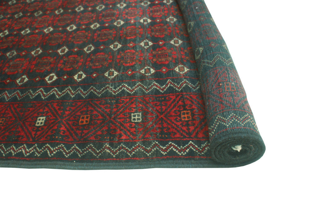 Vintage Distressed Houston Red/Green Runner, 3'9x7'8