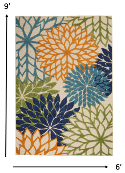 6 x 9 Multicolor Floral Indoor Outdoor Area Rug