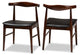Eira Mid-Century Modern Black Faux Leather Walnut Wood Dining Chair Set of 2