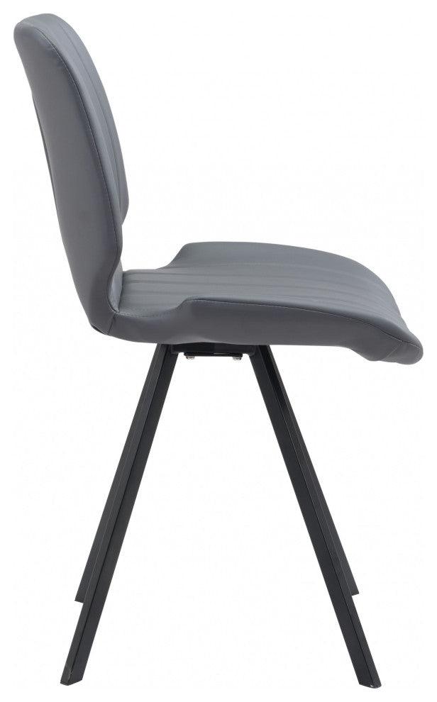 Set of Two Patterned Gray Dining Chairs