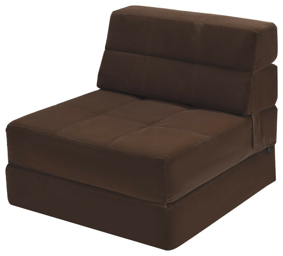 Costway Tri-Fold Fold Down Chair Flip Out Lounger Convertible Sleeper Bed Dorm