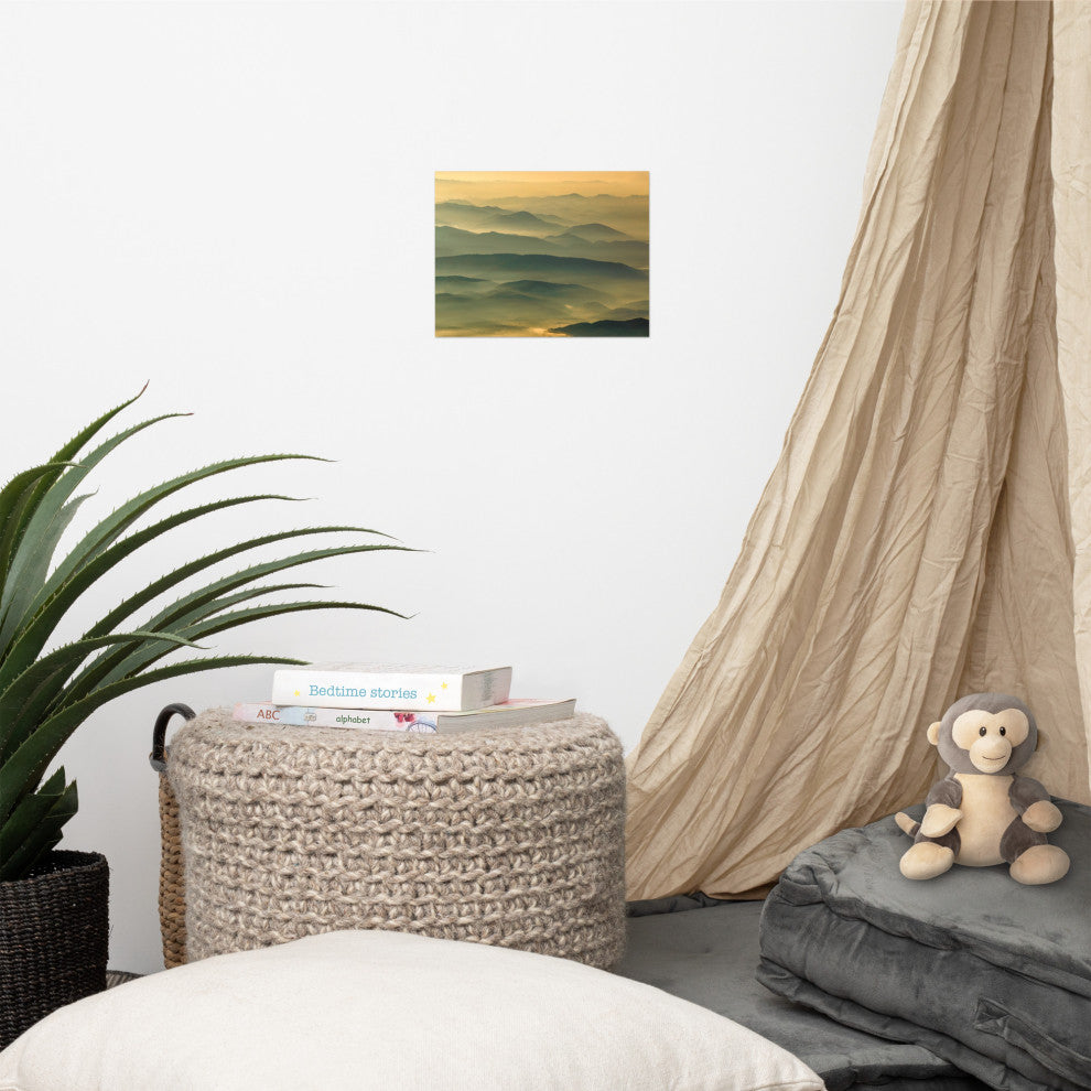 Foggy Mountain Layers at Sunset Landscape Photo Unframed Wall Art Prints, 8" X 10"