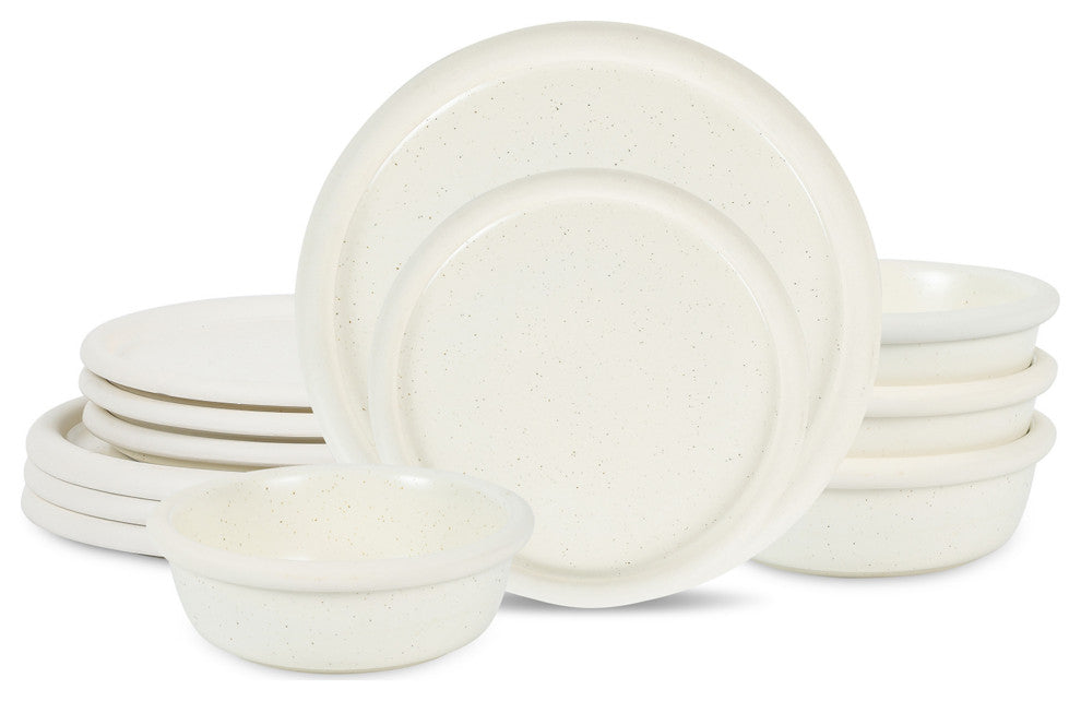 Stone Lain Capri Stoneware 12-Piece Dinnerware Set, White