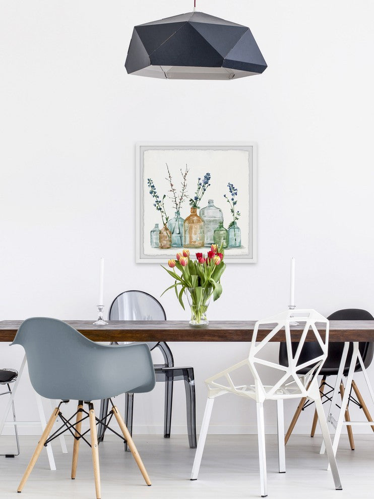 "Hipster Bottles" Framed Painting Print, 18"x18"