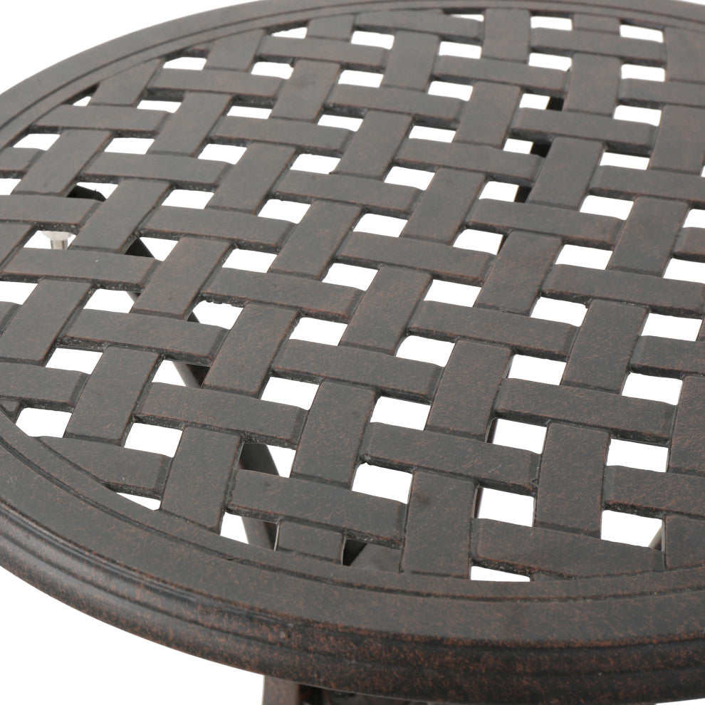 GDF Studio Louis Outdoor 19" Bronze Finished Cast Aluminum Side Table