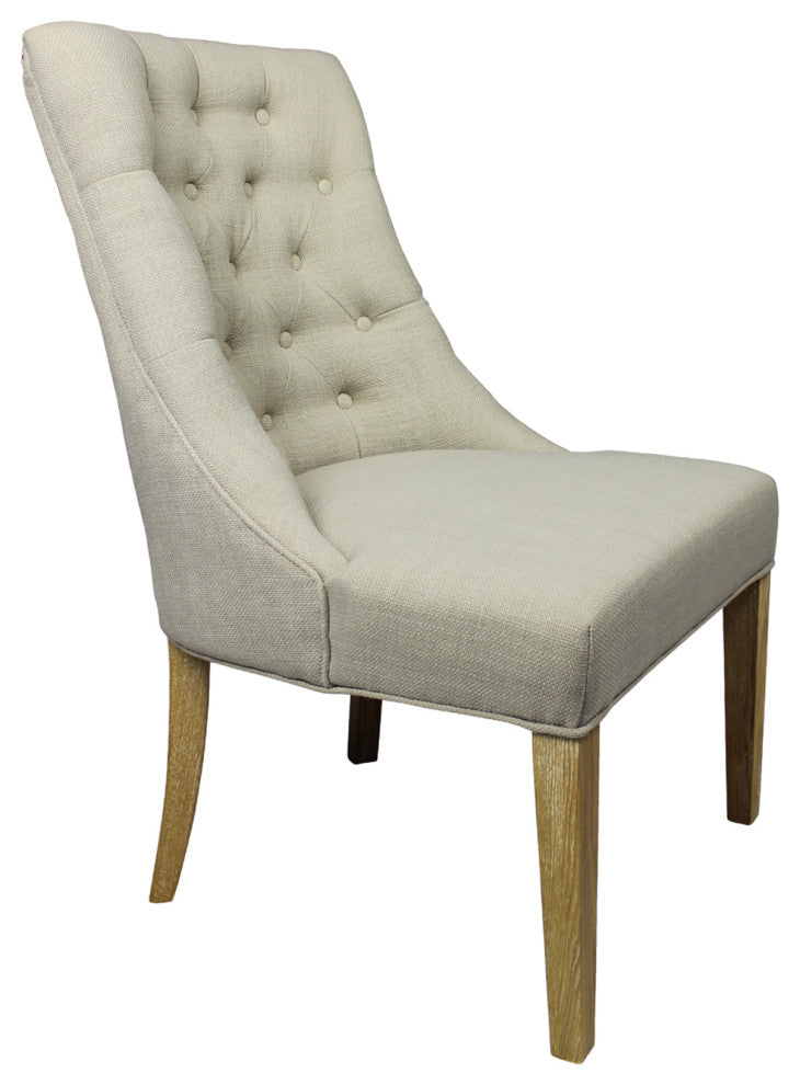 Moti Upholstery Blythe Fabric Upholstered Side Chair in Beige with Wooden Legs