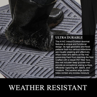 A1HC Superior Absorbant Polypropylene Doormat, Light Gray Checkered, 24"x36"