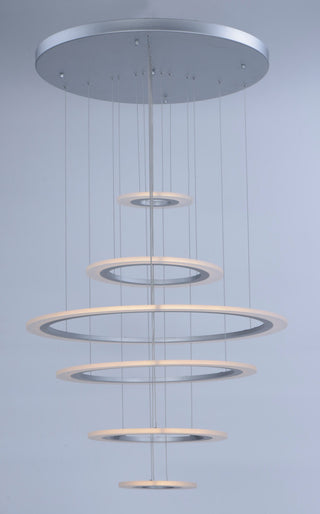 ET2 E22664-11 Saturn II 30" Tall 6 Ring LED Chandelier - Matte Silver