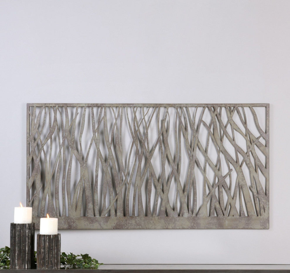 Contemporary Open Silver Metal Wall Art