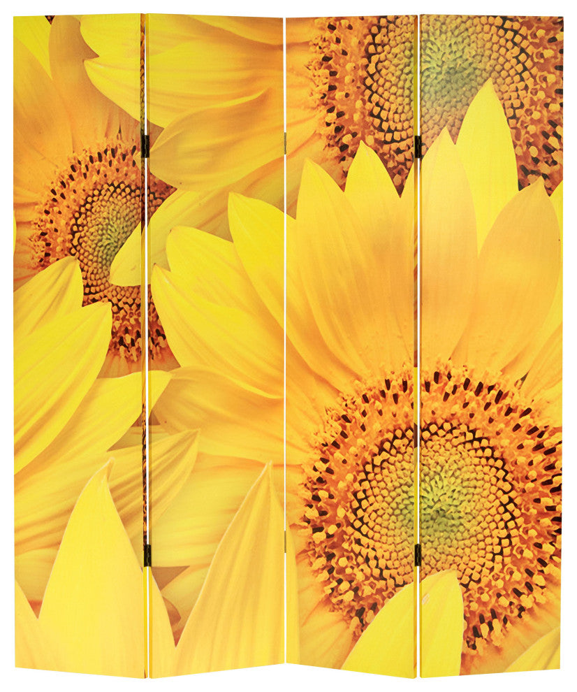 6' Tall Double Sided Sunflowers Canvas Room Divider