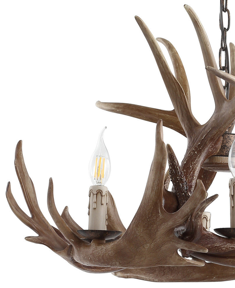 Eldora Adjustable Resin Antler 6-Light Chandelier, Width: 28.5"