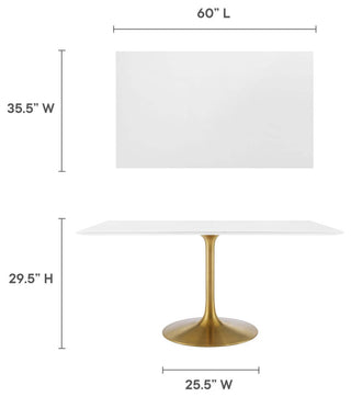 Lippa 60" Rectangle Dining Table, Gold White