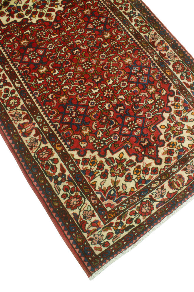 Fine Vintage Distressed Arslan Red/Ivory Runner, 3'6 x 9'7