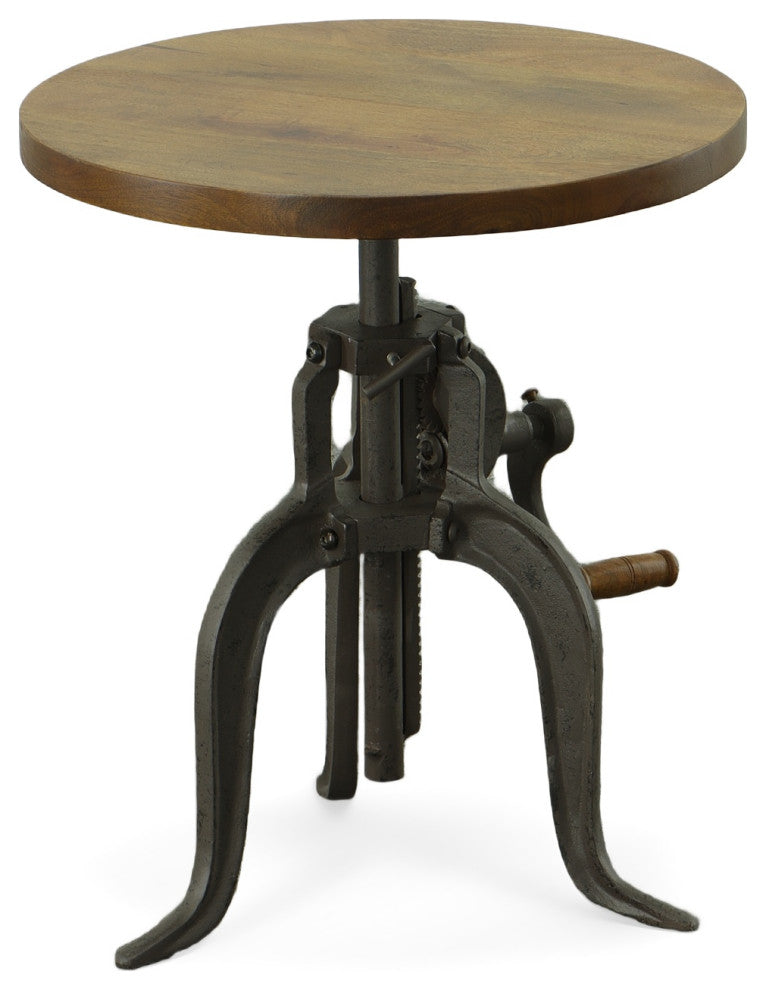 Regan Adjustable Crank Accent Table, Harvest Oak/Industrial