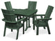 POLYWOOD Modern Adirondack 5-Piece Farmhouse Dining Set, Green