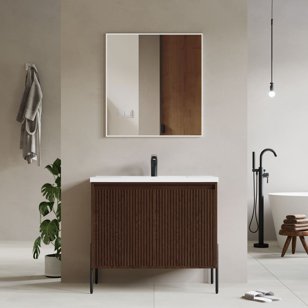 Flutie 36" Bathroom Vanity Set, Walnut