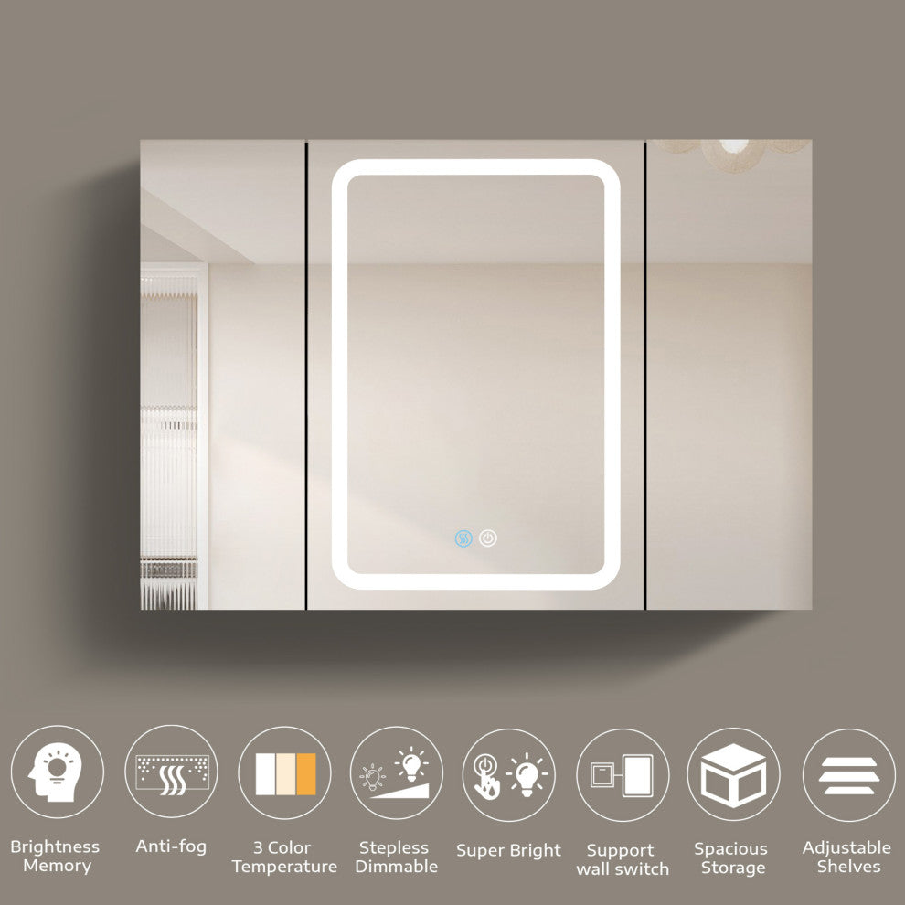 40 in.W x 30 in. H Aluminum Surface Mounted LED Medicine Cabinet with Mirrors