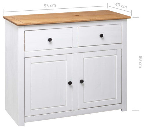 vidaXL Sideboard 2-Drawer Cupboard Sideboard Buffet Cabinet White Solid Pinewood