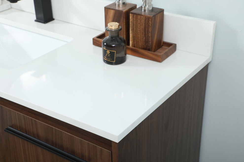 Sue 48" Single Bathroom Vanity, Walnut, With Backsplash