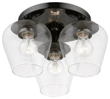 Willow 3 Light Black Chrome Flush Mount