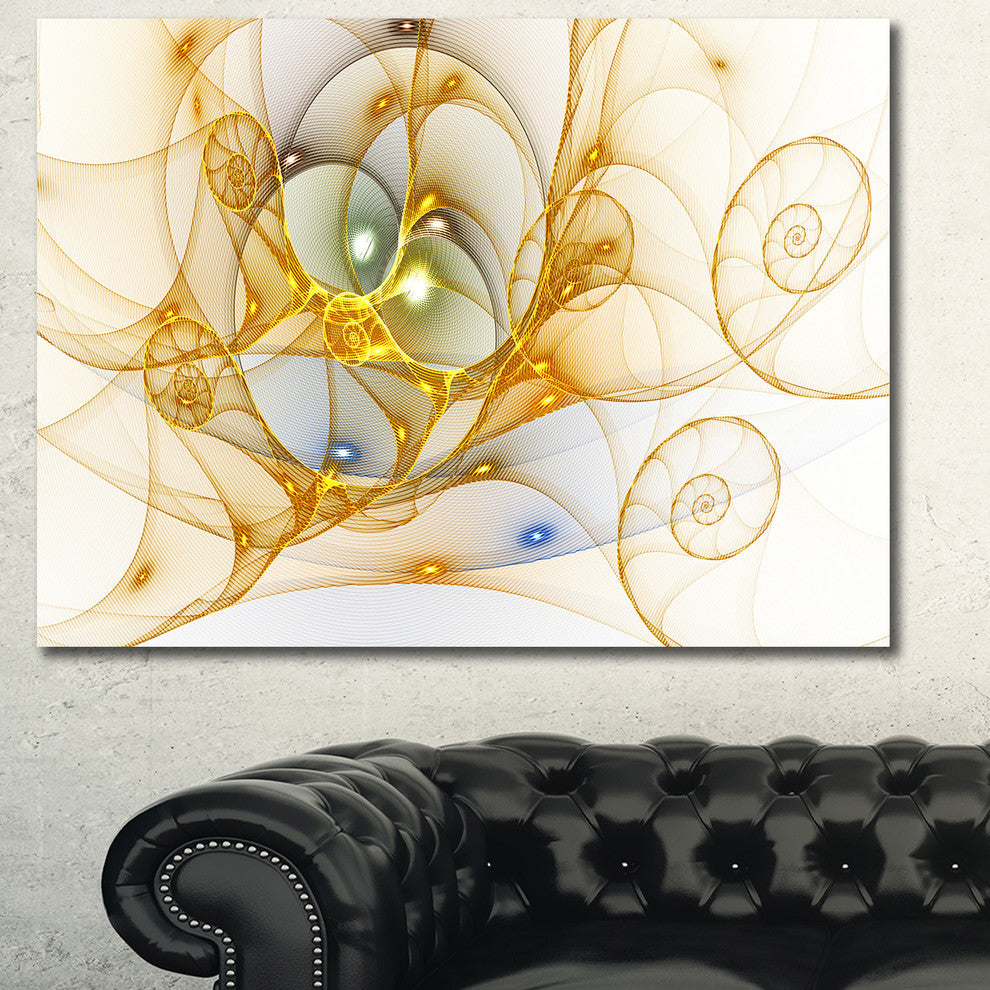 Golden Colored Curly Spiral, Abstract Wall Art Canvas, 40x30