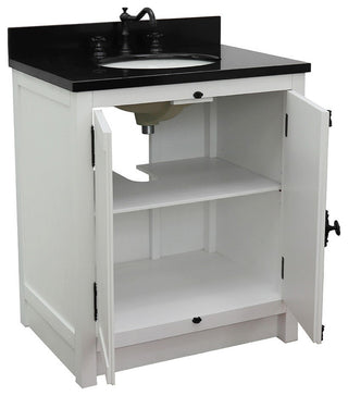 30" Single Vanity, Glacier Ash, Black Galaxy Top, Oval Sink