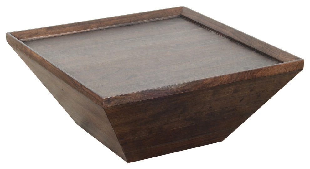Benzara UPT-204781 36 Inch Square Shape Acacia Wood Coffee Table , Brown