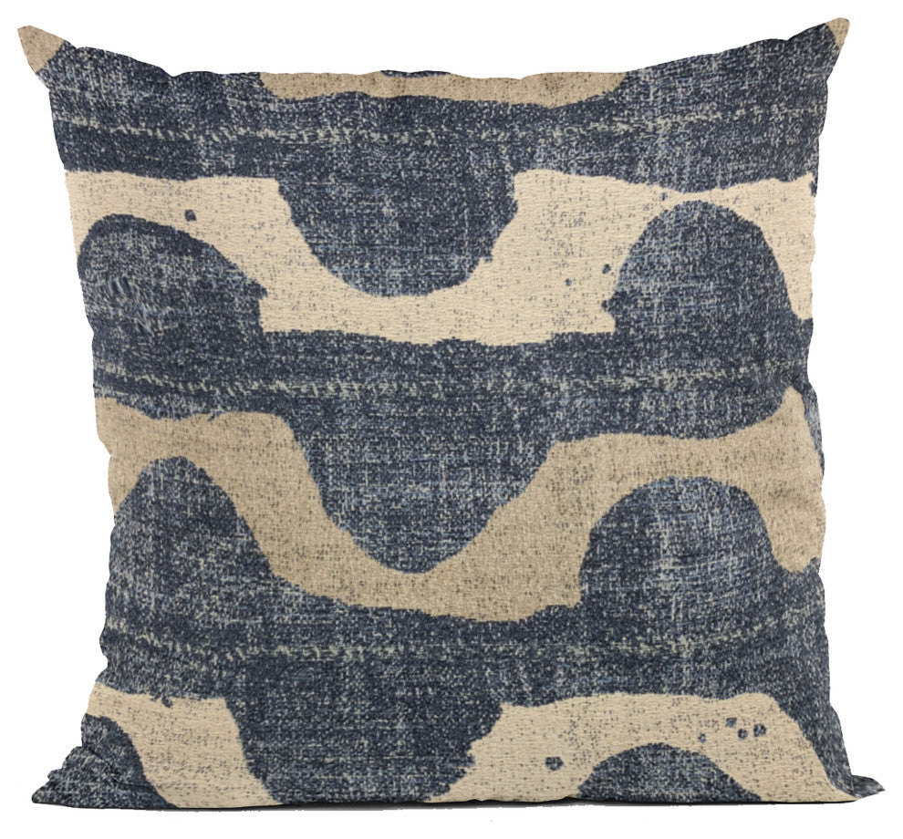 Plutus Blue Shore Stripe Luxury Throw Pillow, 24"x24"