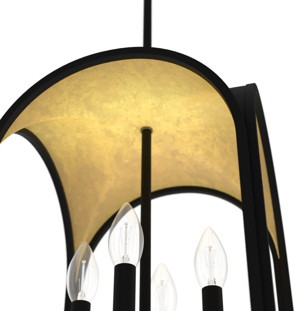 Hunter 12" Dukestown Natural Iron and Gold Leaf 4-Light Pendant Ceiling Light