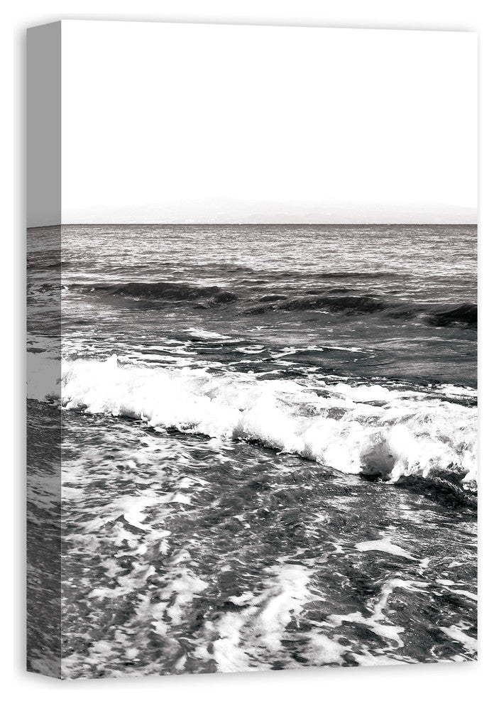 Black and White Ocean Waves 16x24 Canvas Wall Art