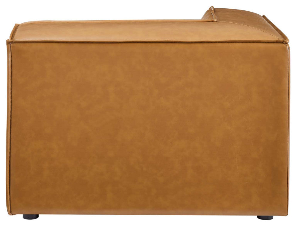 Sofa Corner Chair, Faux Vegan Leather, Tan, Modern, Living Lounge Hospitality