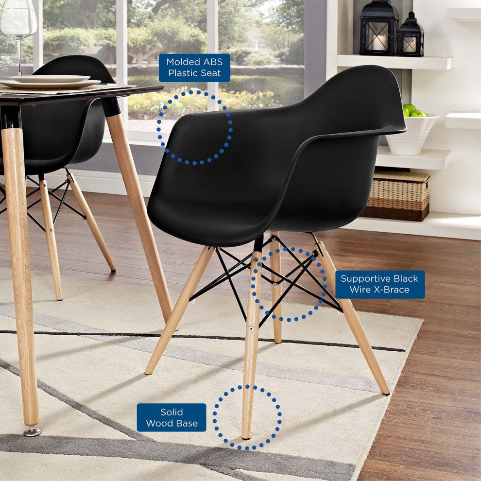 Modern Black Pyramid Dining Armchair Set of 2