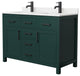 48"DBL Bathroom Vanity Green, Carrara Cult. Marble Countertop, Sinks, Black Trim