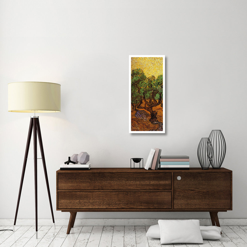 "Olive Trees With Yellow Sky And Sun (left)" Print by Vincent van Gogh, 17"x38"